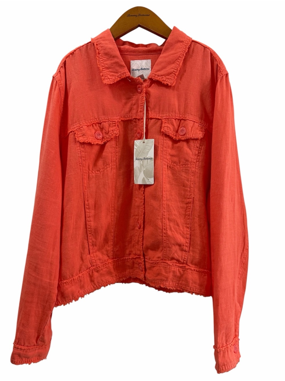 Tommy Bahama Two Palms Raw Edge Linen Jacket XL Fusion Orange NWT